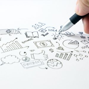 Business doodles icons set - hand drawn